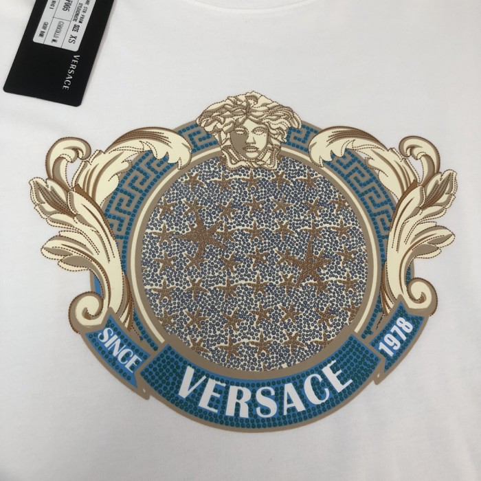Luxury Baroque Style Crystal Rhinestone Badge Medusa Graphic Print Matching Couple T-shirt 2 colors 29119651