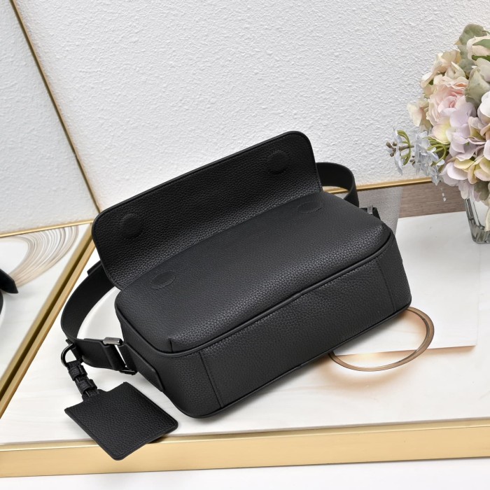 Men's Matte Grained Calfskin CD Icon Flap Crossbody Messenger Bag 29119220