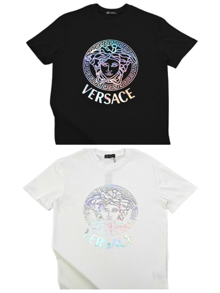Iridescent Color-Shift Medusa Letter Logo Print Matching Couple T-shirt 2 colors 29119351