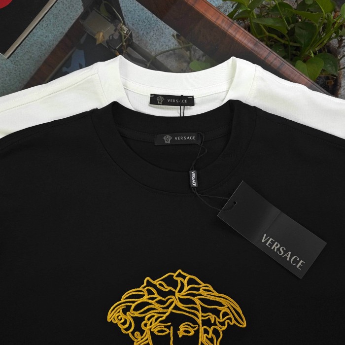 Stitched Medusa Logo Embroidery Casual Matching Couple T-shirt 2 colors 29119369
