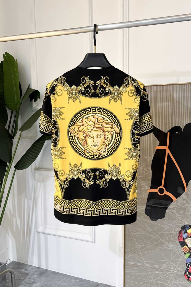 1:1 quality version Baroque All Over Golden Scroll Greca Circle Medusa Graphic T-shirt 2 colors 29143754