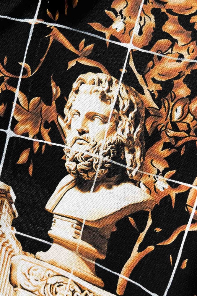 1:1 quality versionWhite Grid Background Ancient Greek Temple Sculpture Cherub All Over Print Polo Shirt 29143796