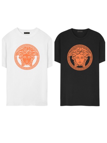 Black & White Vibrant Orange Outline Medusa Badge Unisex T-shirt 2 colors 29140143