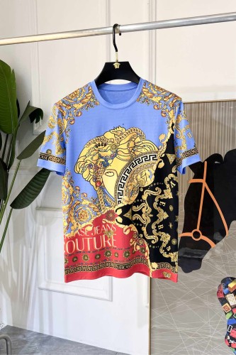 1:1 quality version Patchwork Baroque Style Chain Medusa Head All Over Golden Floral Print T-shirt 2 colors 29143759