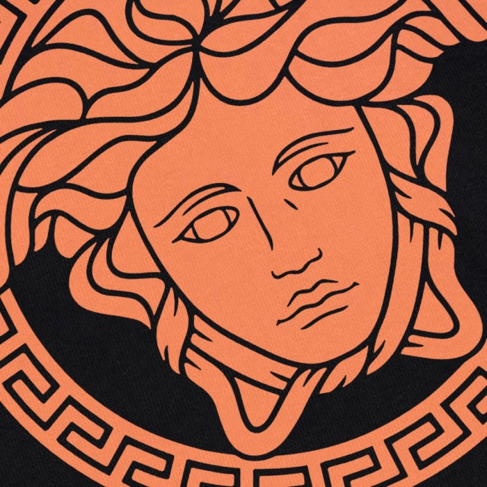 Black & White Vibrant Orange Outline Medusa Badge Unisex T-shirt 2 colors 29140143