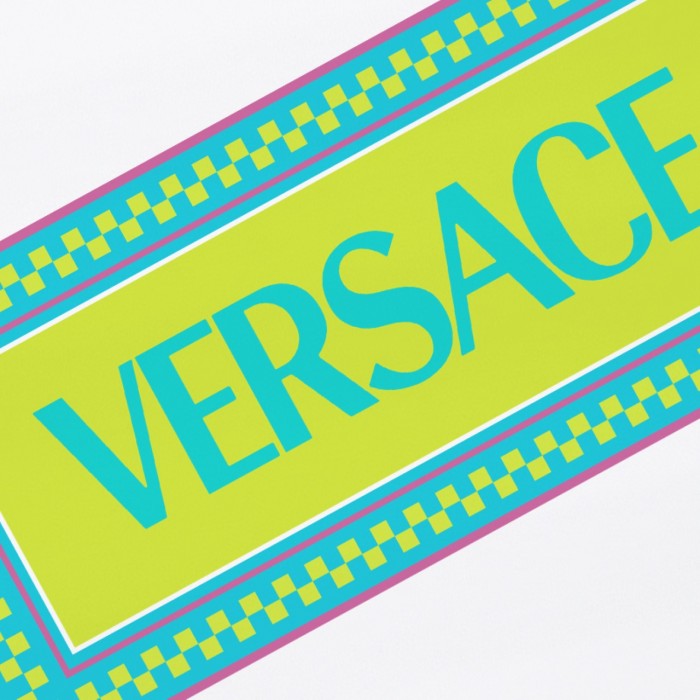 Neon Contrast Style Greek Key Border Square Box Versace Letter Print Unisex T-shirt 2 colors 29140157