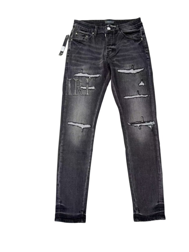 1:1 quality version Washed Multi Layer Distressed Rip Silver Thread IRI Embroidery Jeans 29143954