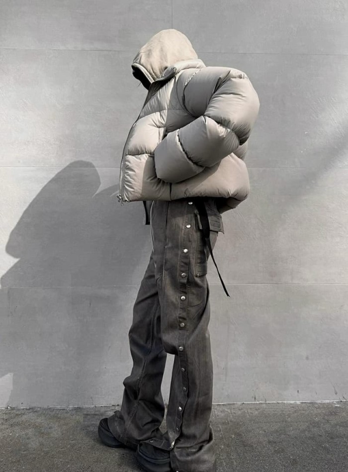 1:1 quality version Washed Gray Vintage Button-Fly Denim Long Pants 29143786