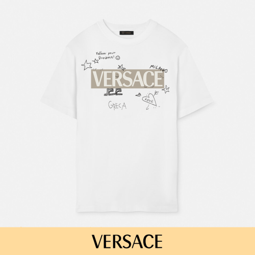 Doodle Sketch Style Star Heart Hand Drawn Versace Letter Greca Text Unisex T-shirt 2 colors 29140151