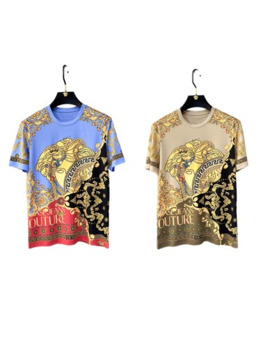 1:1 quality version Patchwork Baroque Style Chain Medusa Head All Over Golden Floral Print T-shirt 2 colors 29143759
