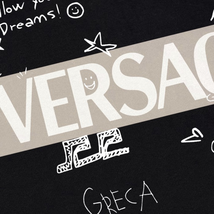 Doodle Sketch Style Star Heart Hand Drawn Versace Letter Greca Text Unisex T-shirt 2 colors 29140151