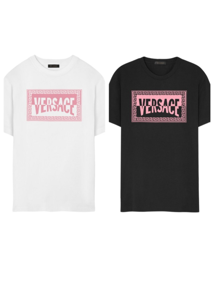 Minimal Pastel Pink Border Geometric Logo Double Line Text Unisex T-shirt 2 colors 29140134