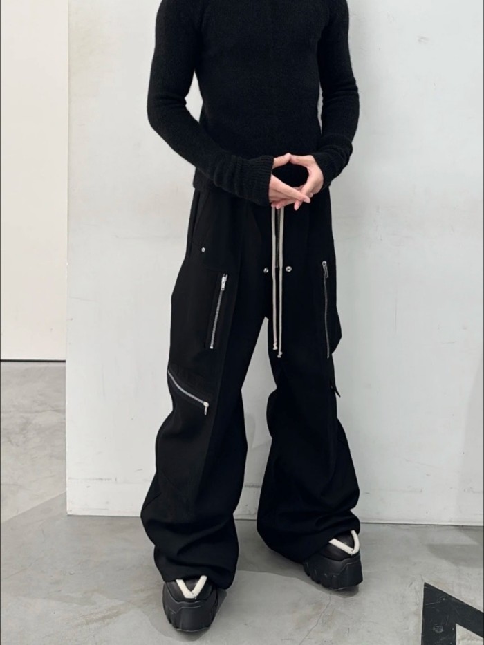 1:1 quality version Zip Pocket Wide-Leg Floor-Length Cargo Long Pants 29143788