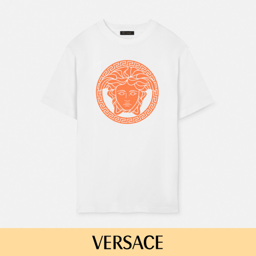 Black & White Vibrant Orange Outline Medusa Badge Unisex T-shirt 2 colors 29140143