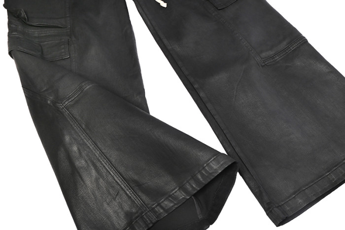 1:1 quality version Coated Wax Brushed Wide-Leg Flare Cargo Pants 29143789