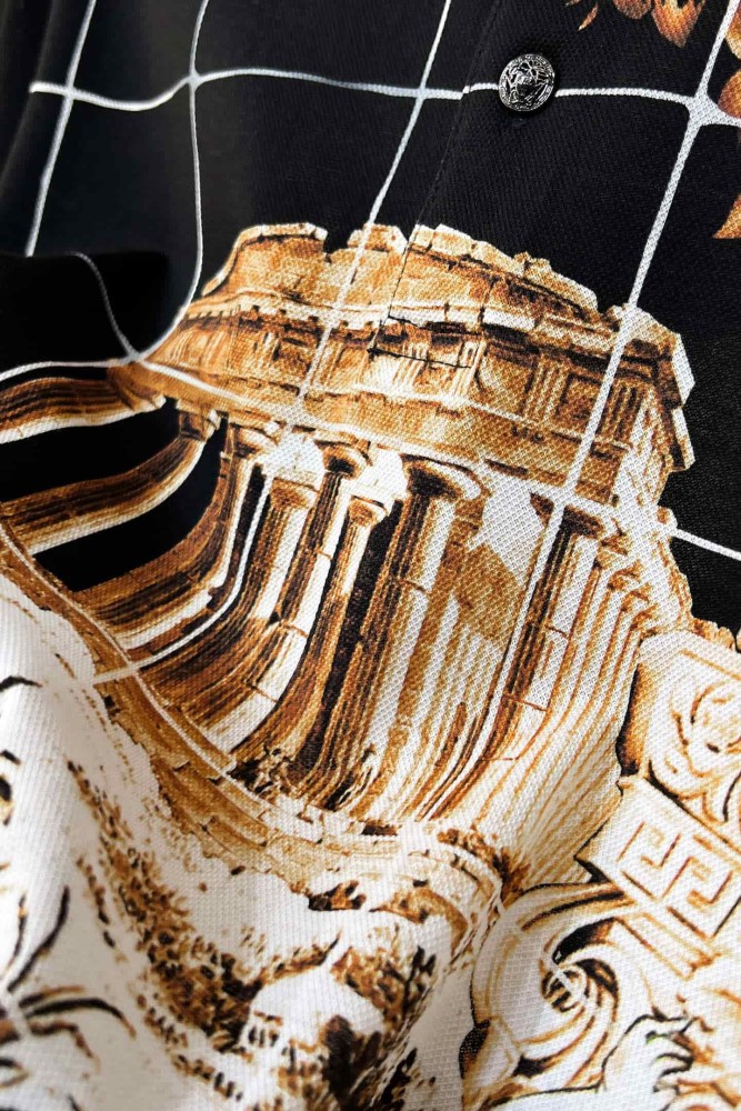 1:1 quality versionWhite Grid Background Ancient Greek Temple Sculpture Cherub All Over Print Polo Shirt 29143796