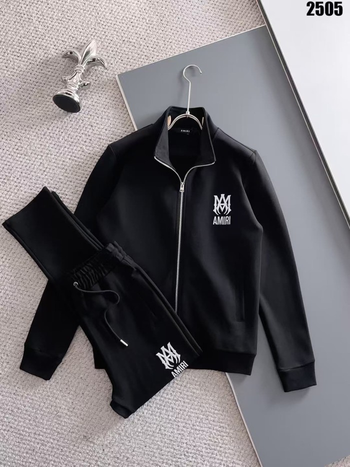 Classic Logo Embroidery & Side Webbing Stripe Zip Up Collared Sweatshirt + Drawstring Cuffed Jogger Pants Set 151 colors 29107785