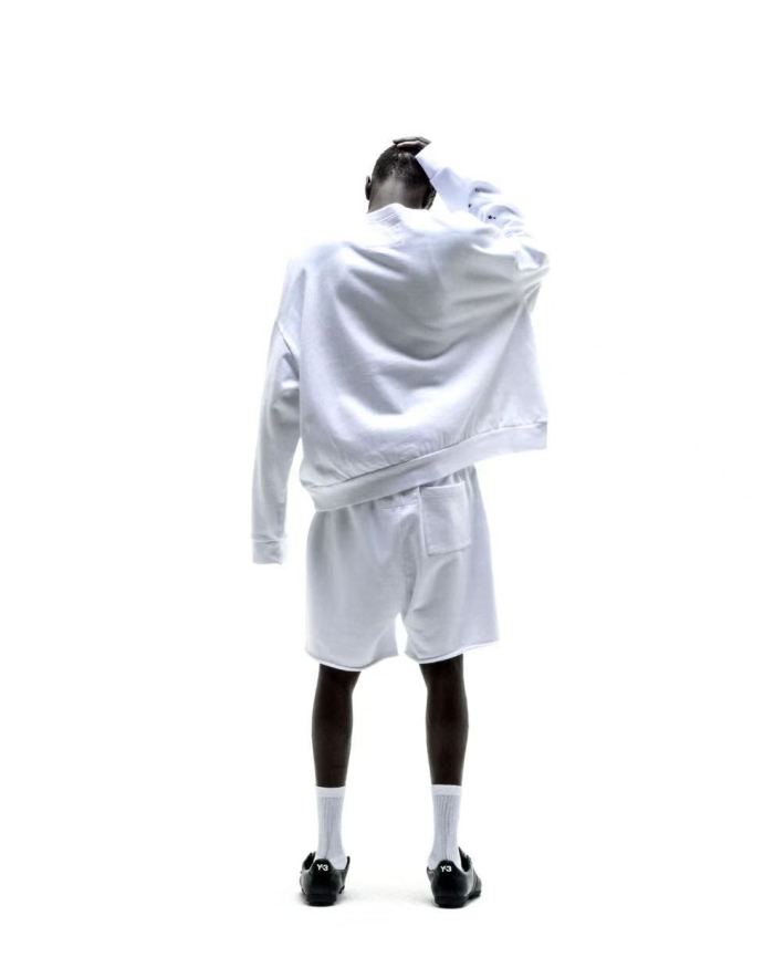 [Big & Tall for weights up to 220 lbs]1:1 quality version Blue Letter Gray Mesh Print Crew Neck Sweatshirt & Shorts Set 29168716