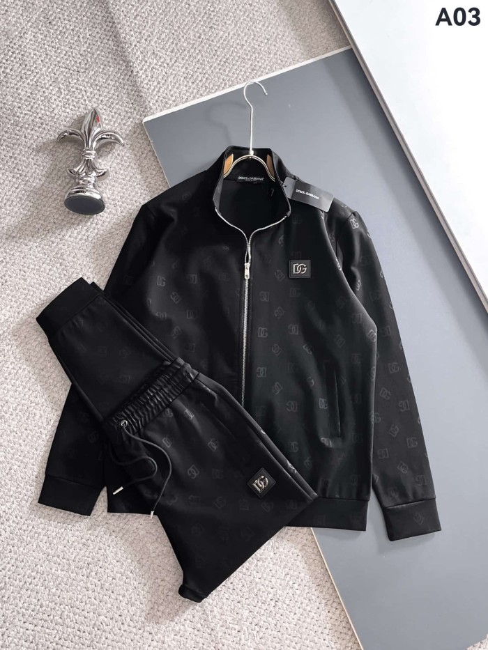 Classic Logo Embroidery & Side Webbing Stripe Zip Up Collared Sweatshirt + Drawstring Cuffed Jogger Pants Set 151 colors 29107785