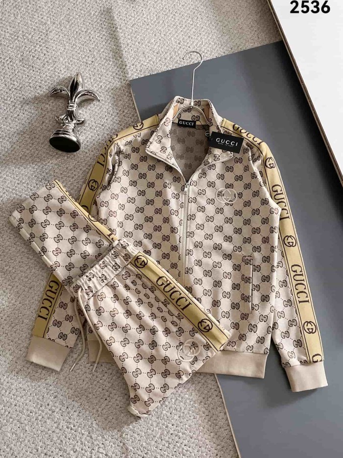 Classic Logo Embroidery & Side Webbing Stripe Zip Up Collared Sweatshirt + Drawstring Cuffed Jogger Pants Set 151 colors 29107785