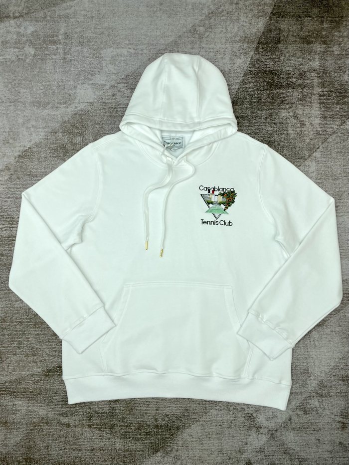 1:1 quality versionFrench Preppy Tennis Style Triangle Villa Landscape Embroidery Hooded &Sweatpants set 29166435