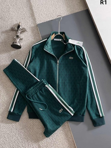 Classic Logo Embroidery & Side Webbing Stripe Zip Up Collared Sweatshirt + Drawstring Cuffed Jogger Pants Set 151 colors 29107785