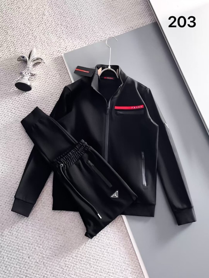 Classic Logo Embroidery & Side Webbing Stripe Zip Up Collared Sweatshirt + Drawstring Cuffed Jogger Pants Set 151 colors 29107785