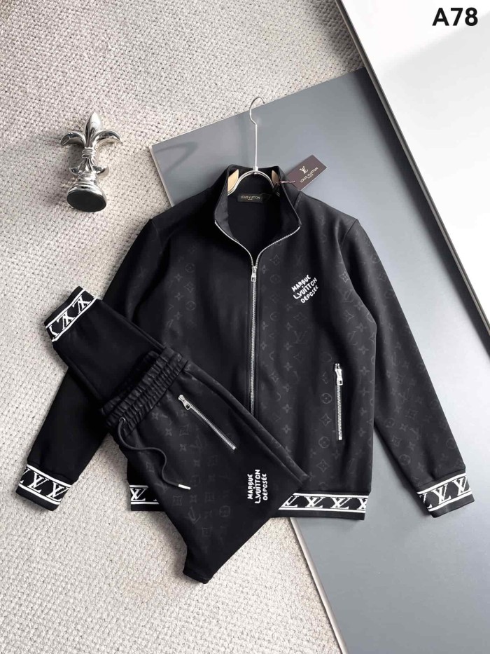 Classic Logo Embroidery & Side Webbing Stripe Zip Up Collared Sweatshirt + Drawstring Cuffed Jogger Pants Set 151 colors 29107785