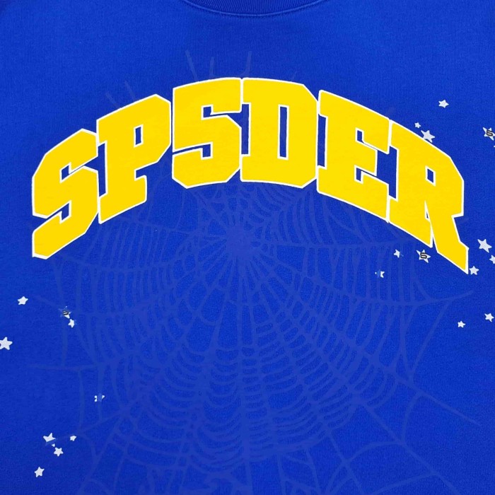 [Big & Tall for weights up to 220 lbs]1:1 quality version Yellow Letter Blue Mesh Print Crew Neck Sweatshirt & Shorts Set 29168715