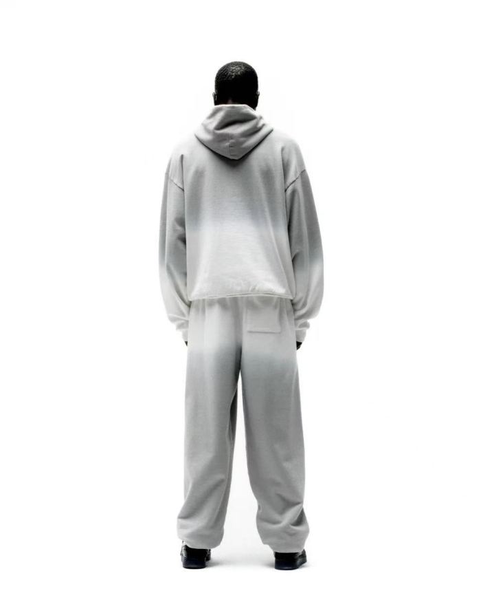 [Big & Tall for weights up to 220 lbs]1:1 quality version Gray White Dip-Dye Spider Web Print Hoodie & Pants Set 29168717