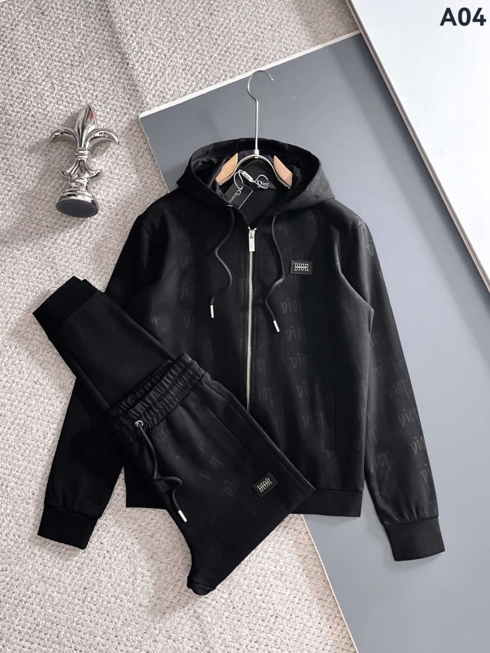 Classic Logo Embroidery & Side Webbing Stripe Zip Up Collared Sweatshirt + Drawstring Cuffed Jogger Pants Set 151 colors 29107785