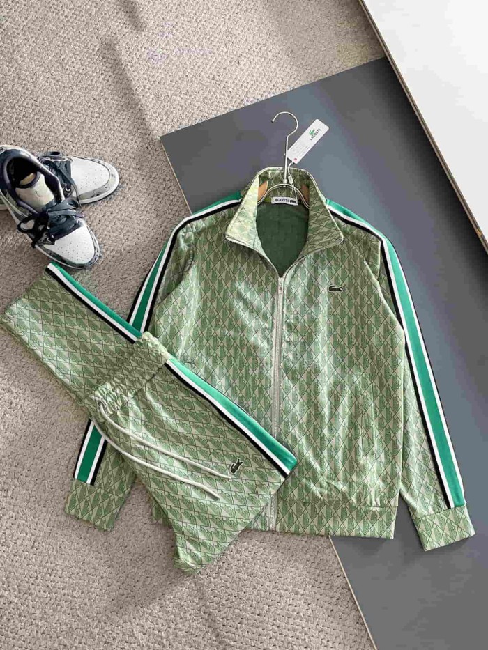 Classic Logo Embroidery & Side Webbing Stripe Zip Up Collared Sweatshirt + Drawstring Cuffed Jogger Pants Set 151 colors 29107785