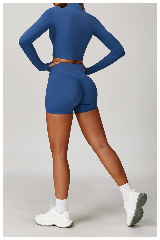 Seamless Naked Feel Shockproof High Waist Yoga Shorts 3-Piece Set 10 colors 29202627