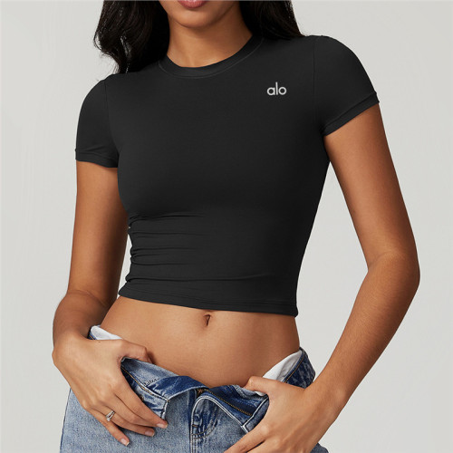 Workout Training Cropped Fitted Short Sleeve Yoga Tee 7 colors 29201419