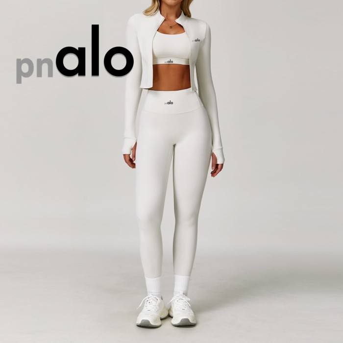 Fitted Naked Feel Shockproof High Waist Yoga Pants Three Piece Set 10 colors 29201425
