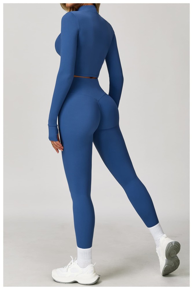Fitted Naked Feel Shockproof High Waist Yoga Pants Three Piece Set 10 colors 29201425