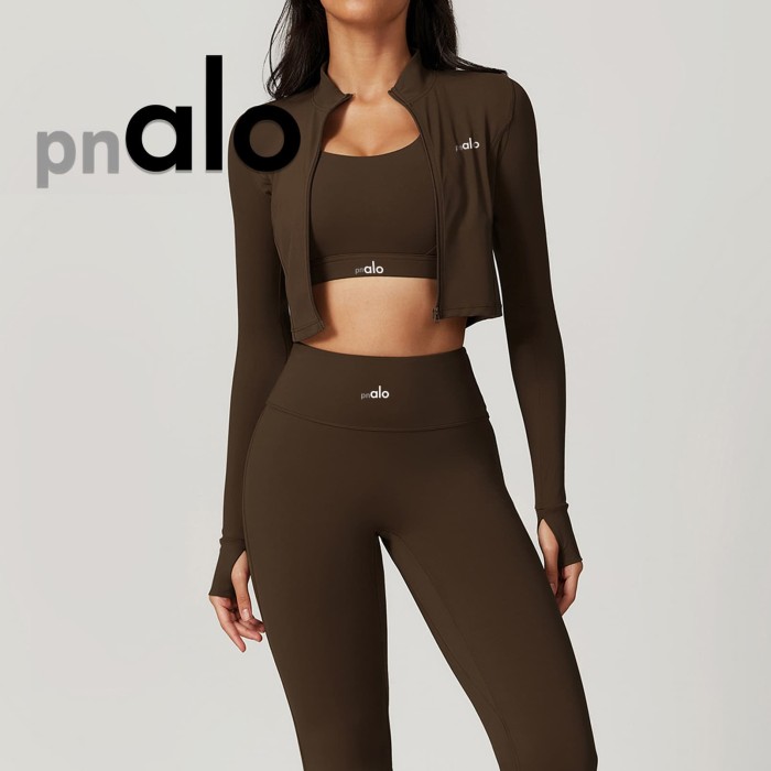 Fitted Naked Feel Shockproof High Waist Yoga Pants Three Piece Set 10 colors 29201425