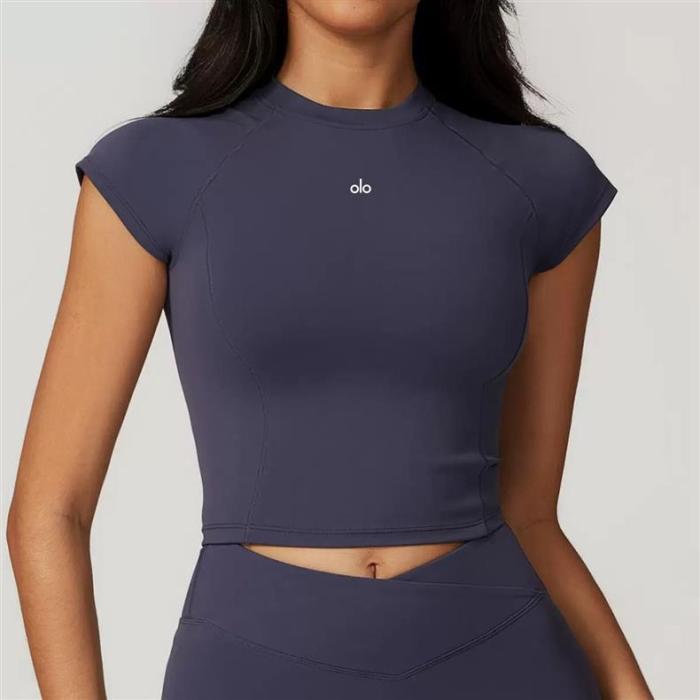 Back Cutout Fitted Top Cross High Waist Shorts Yoga Set 5 colors 29201426