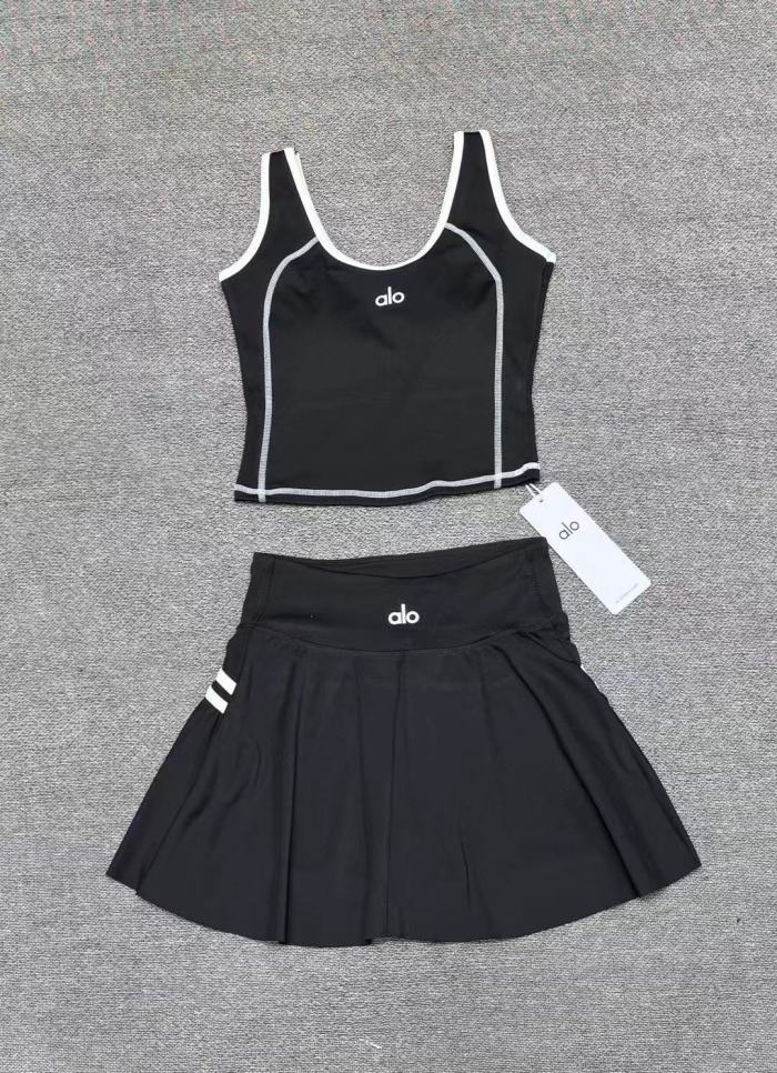 Seam Strap Naked Feel Quick Dry Tank & High Waist Yoga Skort Set 3 colors 29201417