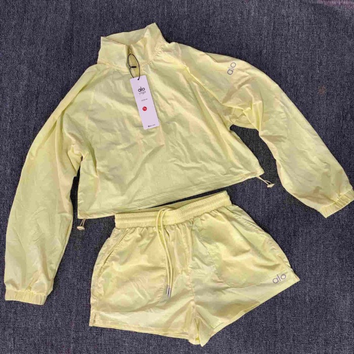 American Style Waist Cutout Design Zip Cropped Sports Set 6 colors 29201427