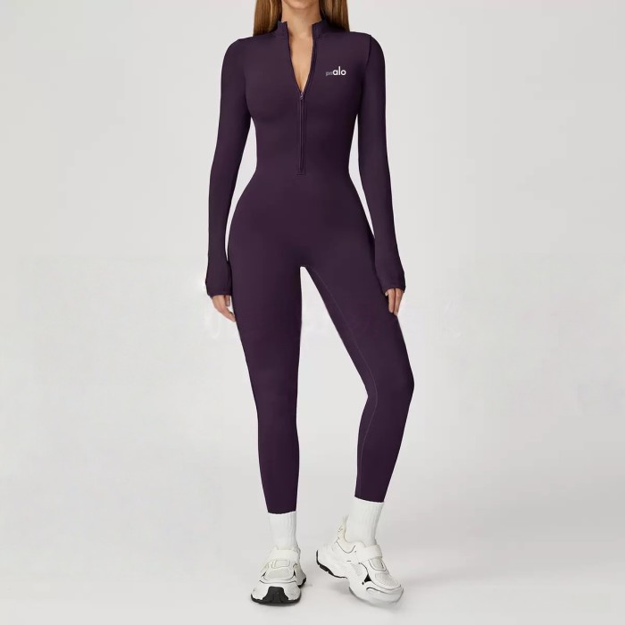 One Piece Naked Feel Fitted Long Sleeve Yoga Jumpsuit 5 colors 29201429