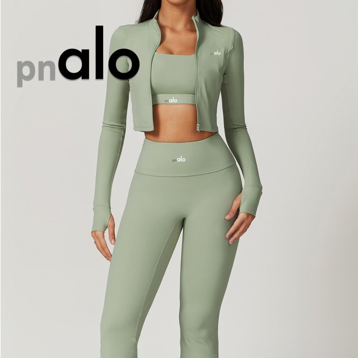 Fitted Naked Feel Shockproof High Waist Yoga Pants Three Piece Set 10 colors 29201425