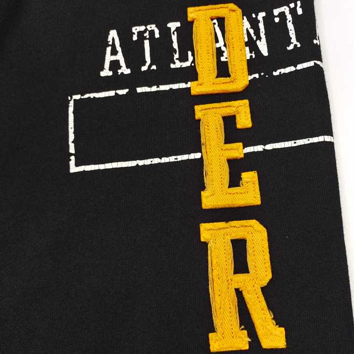 [Big & Tall for weights up to 220 lbs]1:1 quality version Yellow Letter Embroidered Black Hoodie & Pants Set 29204993