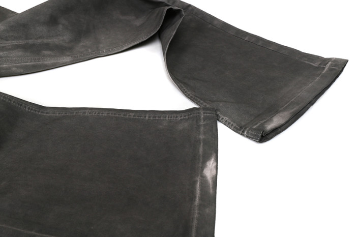 1:1 quality version Washed Gray Hand Brushed Flare Jeans 29214043