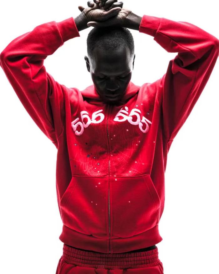 [Big & Tall for weights up to 220 lbs]1:1 quality version 555 Bright Red Zip Up Hoodie & Shorts Set 29204989