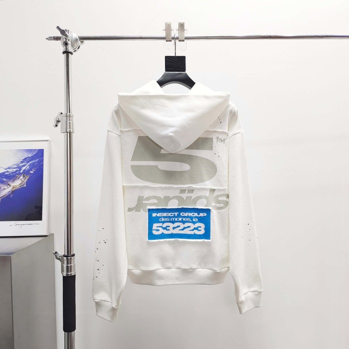 [Big & Tall for weights up to 220 lbs]1:1 quality version Big White Number 5 Print On Back Zip Up Hoodie & Shorts Set 29204991