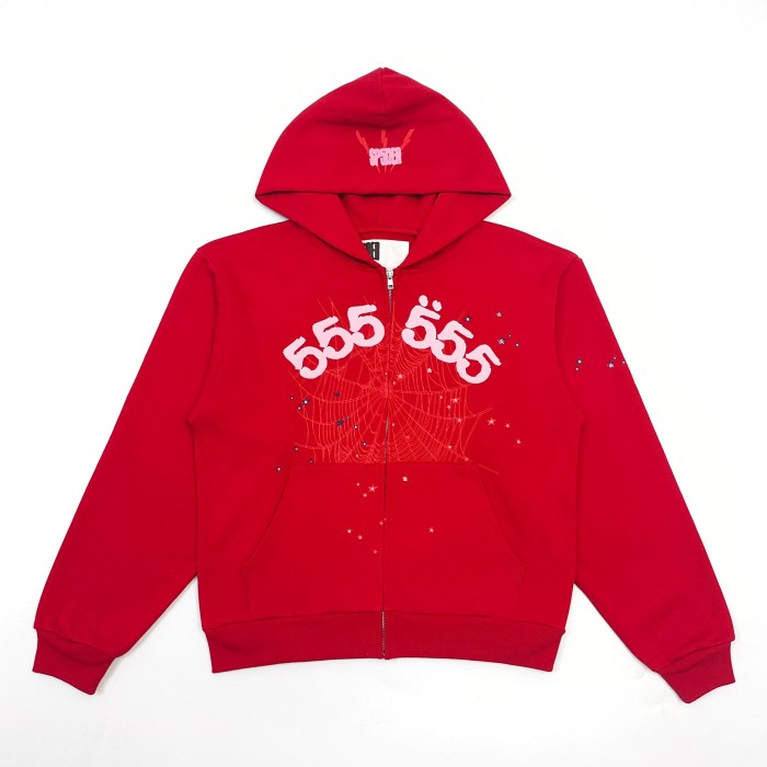 [Big & Tall for weights up to 220 lbs]1:1 quality version 555 Bright Red Zip Up Hoodie & Shorts Set 29204989