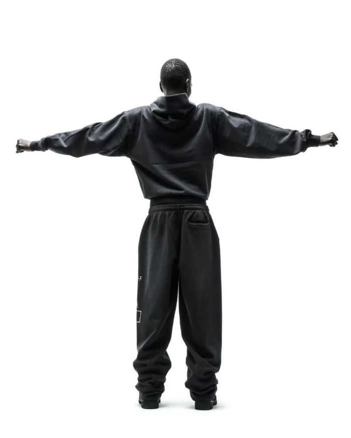 [Big & Tall for weights up to 220 lbs]1:1 quality version Yellow Letter Embroidered Black Hoodie & Pants Set 29204993