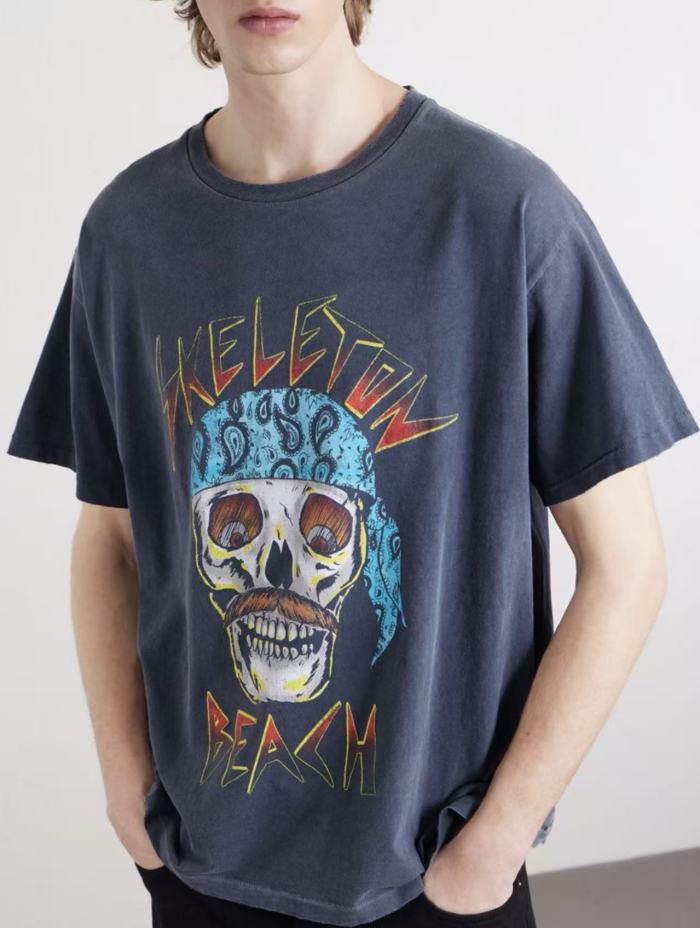 [Big & Tall for weights up to 220 lbs]1:1 quality version Skull Pirate Black Print Washed Tee 29213965