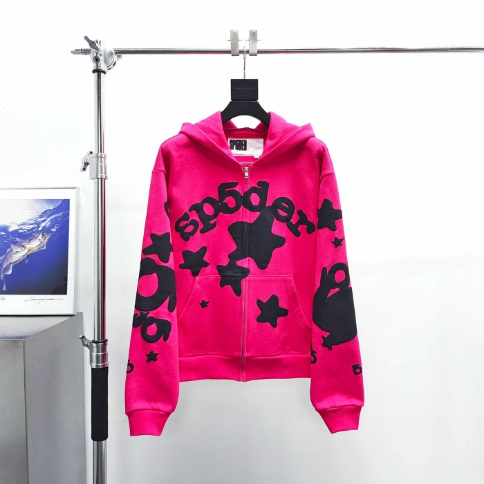 [Big & Tall for weights up to 220 lbs]1:1 quality version Black Star Magenta Zip Up Hoodie & Shorts Set 29204990